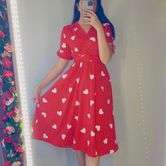 Red Midi Heart Dress - Picture 1 of 6